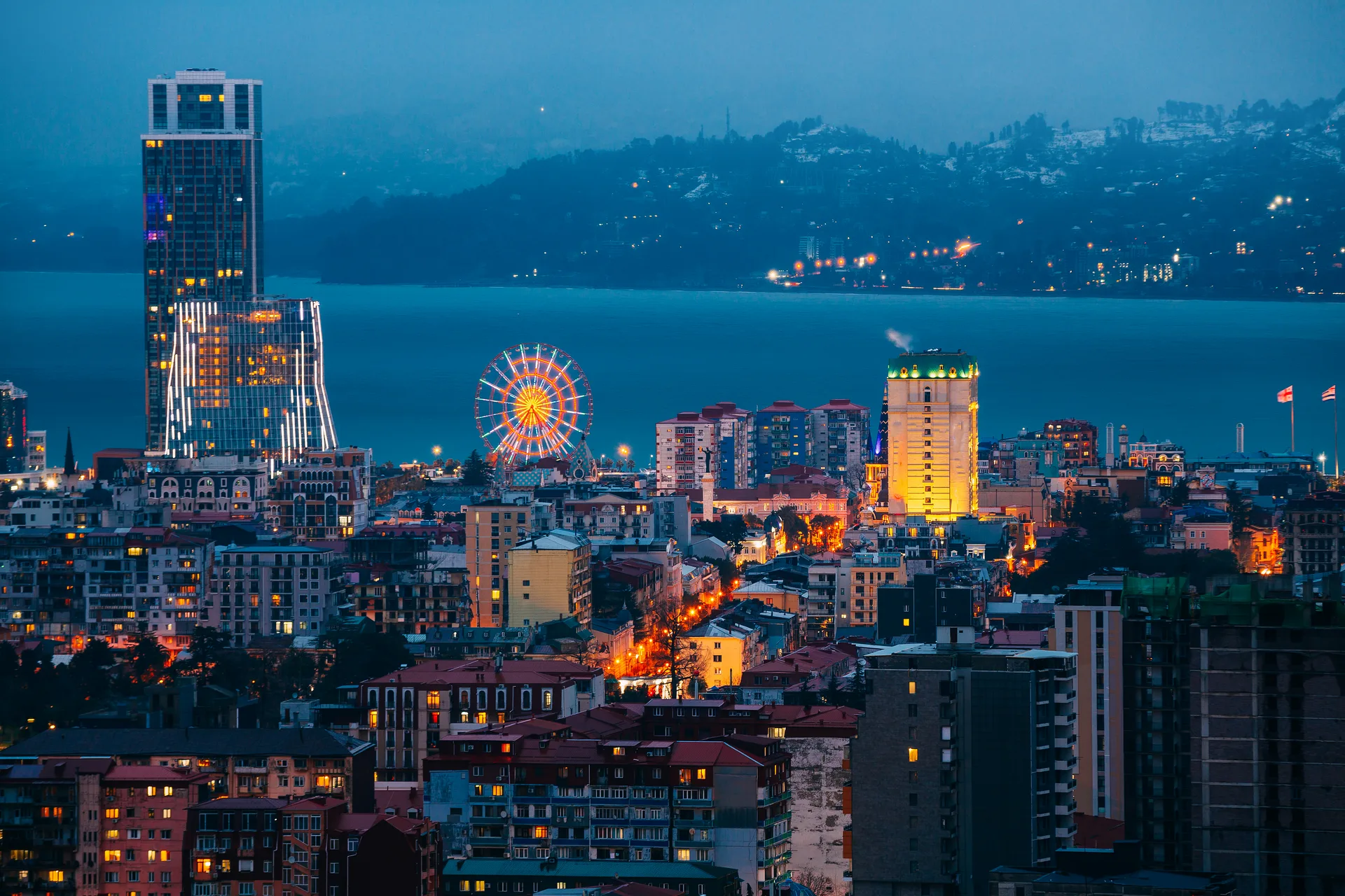 Batumi Black Sea coast aerial view
