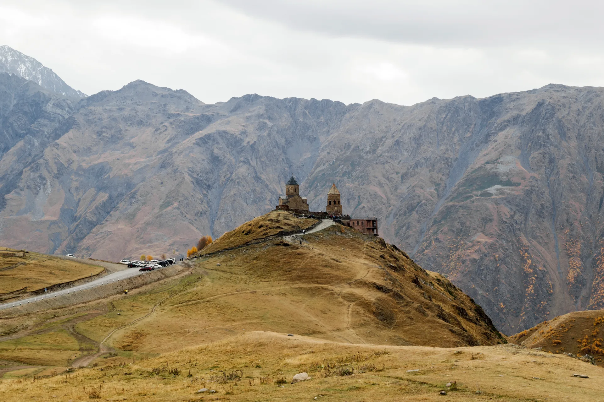 Gergeti Trinity Church in autumn colors